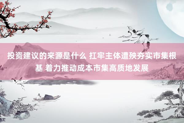 投资建议的来源是什么 扛牢主体遭殃夯实市集根基 着力推动成本市集高质地发展