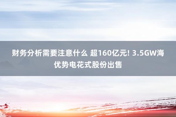 财务分析需要注意什么 超160亿元! 3.5GW海优势电花式股份出售