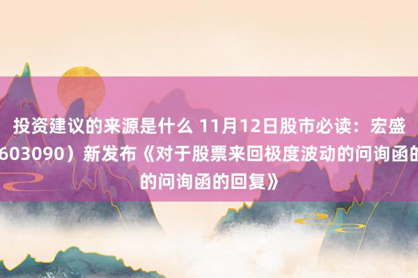 投资建议的来源是什么 11月12日股市必读：宏盛股份（603090）新发布《对于股票来回极度波动的问询函的回复》