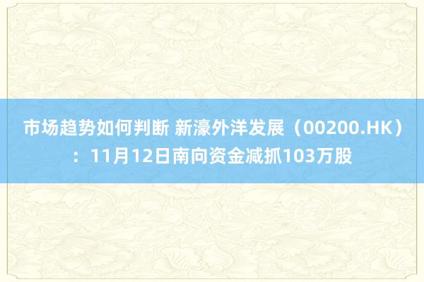 市场趋势如何判断 新濠外洋发展（00200.HK）：11月12日南向资金减抓103万股