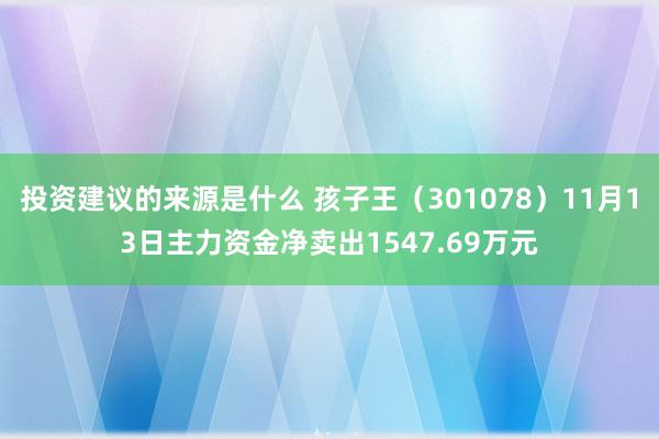 投资建议的来源是什么 孩子王（301078）11月13日主力资金净卖出1547.69万元