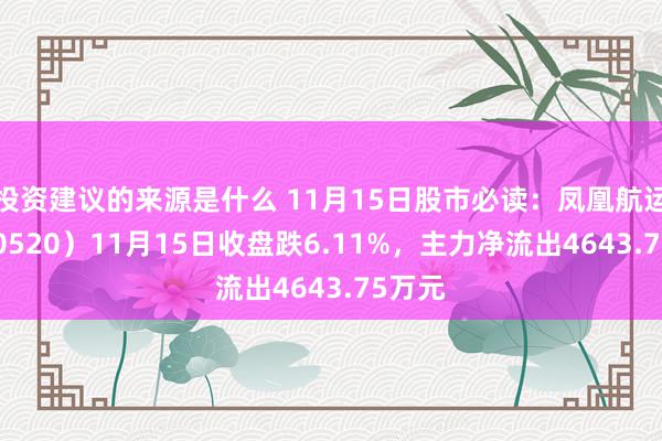 投资建议的来源是什么 11月15日股市必读：凤凰航运（000520）11月15日收盘跌6.11%，主力净流出4643.75万元