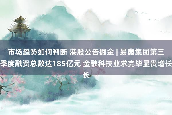 市场趋势如何判断 港股公告掘金 | 易鑫集团第三季度融资总数达185亿元 金融科技业求完毕显贵增长