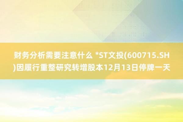 财务分析需要注意什么 *ST文投(600715.SH)因履行重整研究转增股本12月13日停牌一天