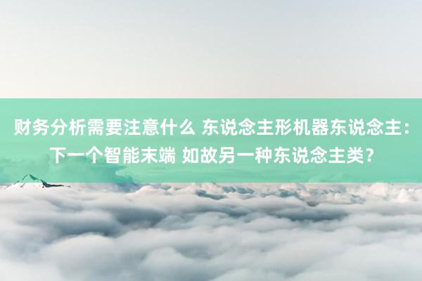 财务分析需要注意什么 东说念主形机器东说念主：下一个智能末端 如故另一种东说念主类？