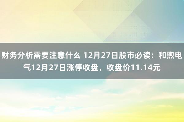 财务分析需要注意什么 12月27日股市必读：和煦电气12月27日涨停收盘，收盘价11.14元