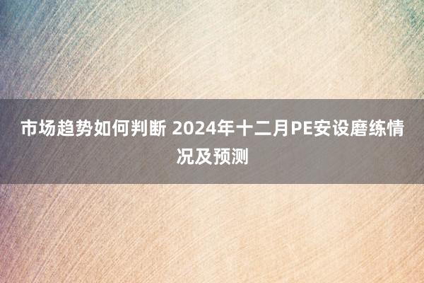 市场趋势如何判断 2024年十二月PE安设磨练情况及预测