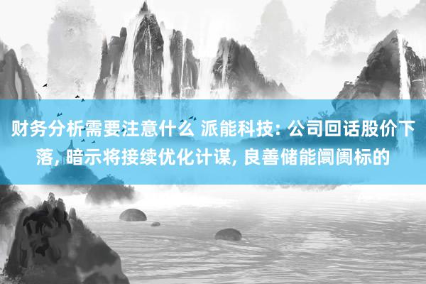 财务分析需要注意什么 派能科技: 公司回话股价下落, 暗示将接续优化计谋, 良善储能阛阓标的