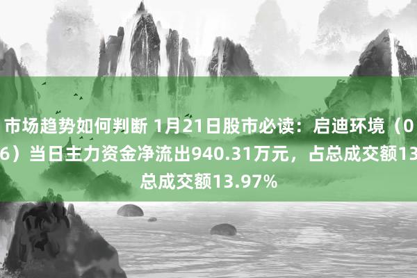 市场趋势如何判断 1月21日股市必读：启迪环境（000826）当日主力资金净流出940.31万元，占总成交额13.97%