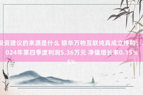 投资建议的来源是什么 银华万物互联纯真成立搀和：2024年第四季度利润5.36万元 净值增长率0.15%