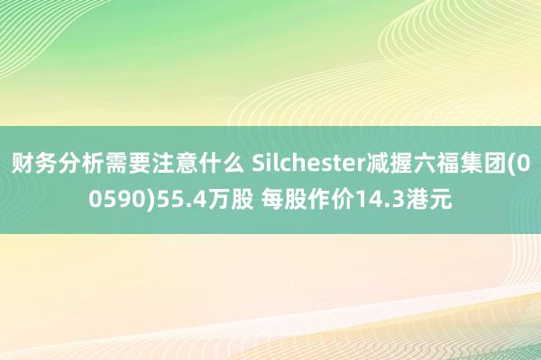 财务分析需要注意什么 Silchester减握六福集团(00590)55.4万股 每股作价14.3港元