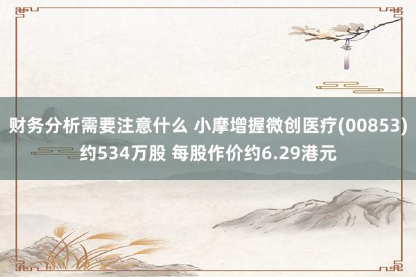 财务分析需要注意什么 小摩增握微创医疗(00853)约534万股 每股作价约6.29港元